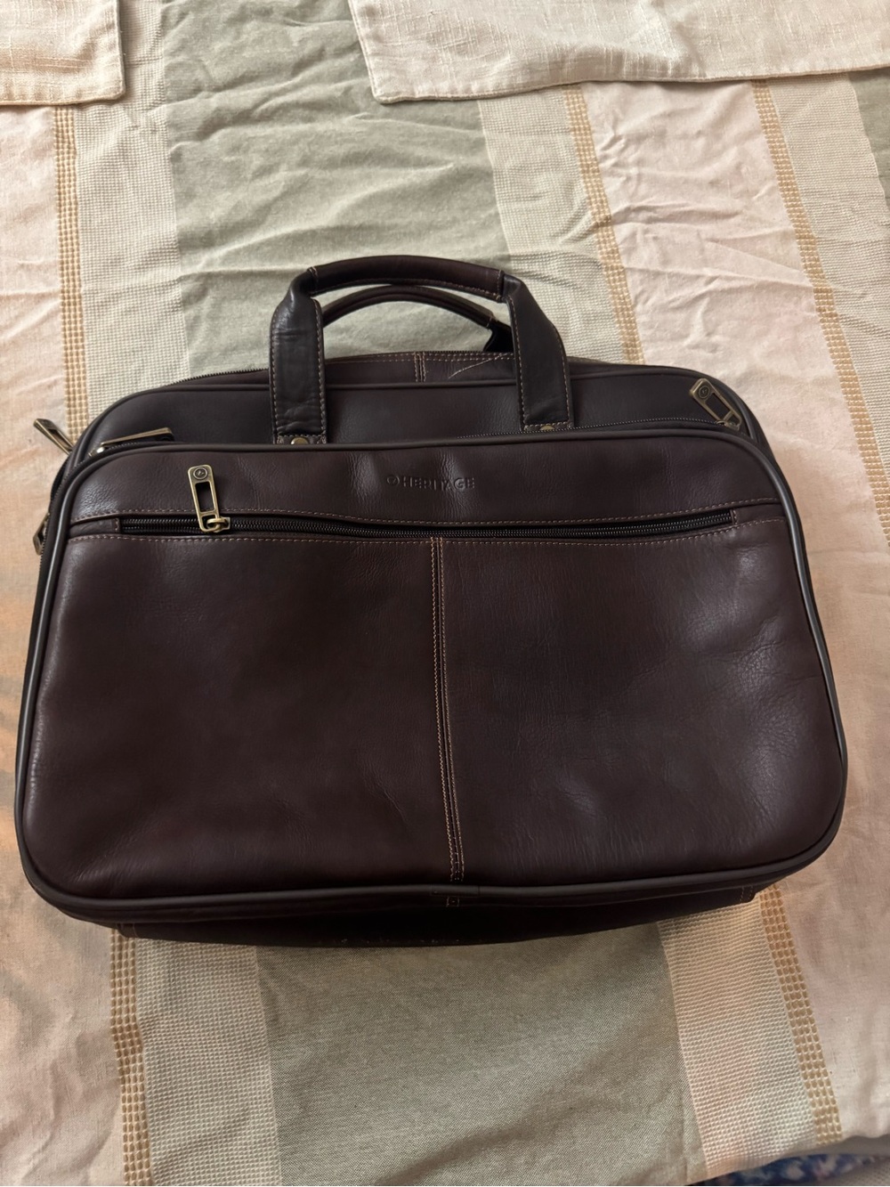 Heritage Dark Brown Leather Briefcase with Gold Hardware